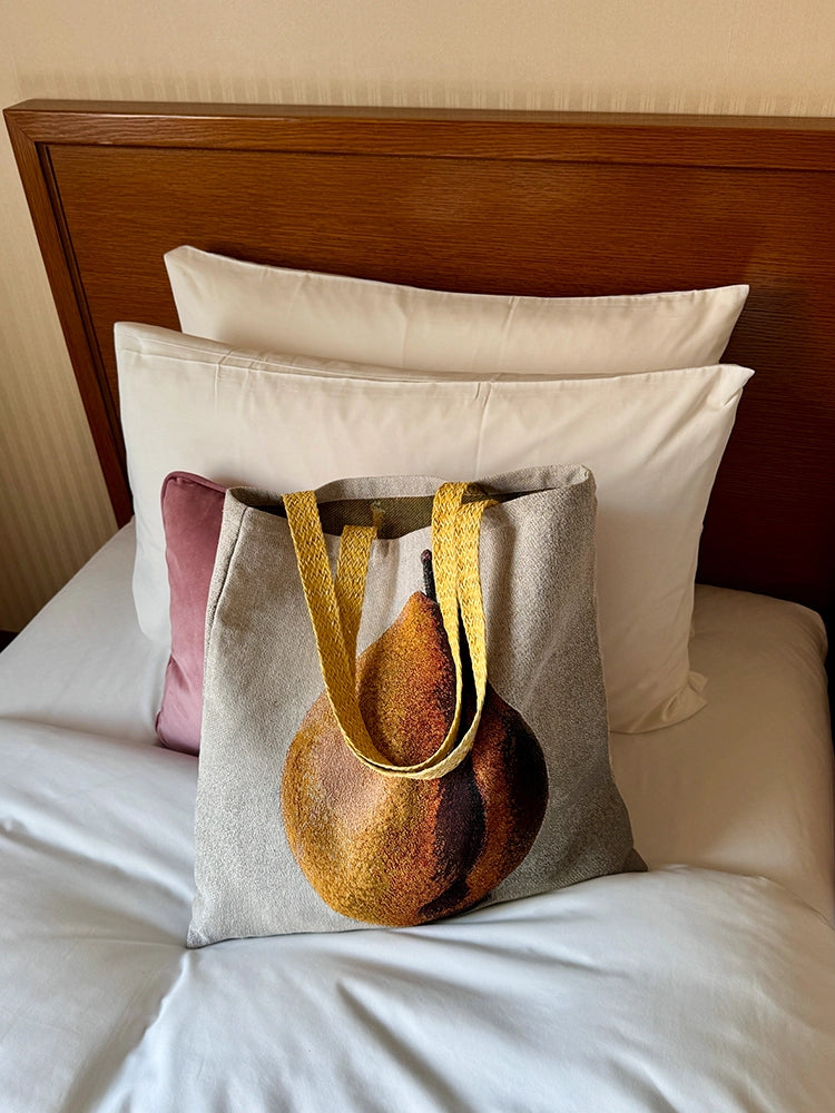 Pear and Grape Oil Painting Shoulder Bag