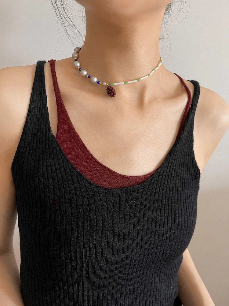 Sorbet Grape Beaded Necklace