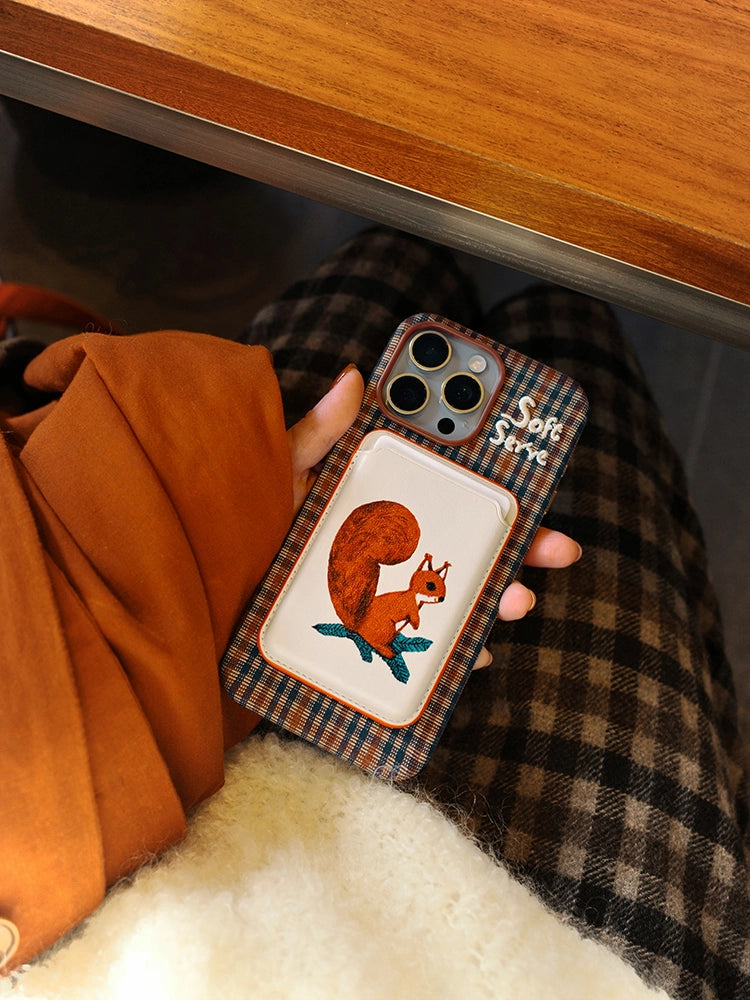 Forest Pocket Embroidery Phone Case + Card Holder