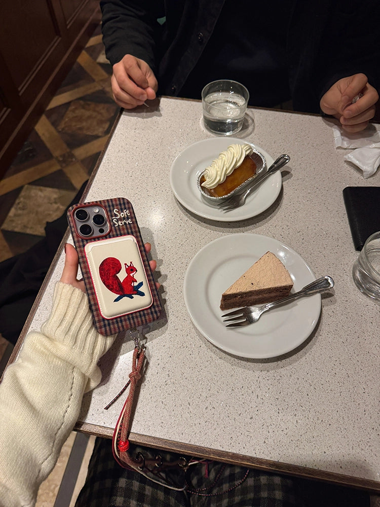 Forest Pocket Embroidery Phone Case + Card Holder
