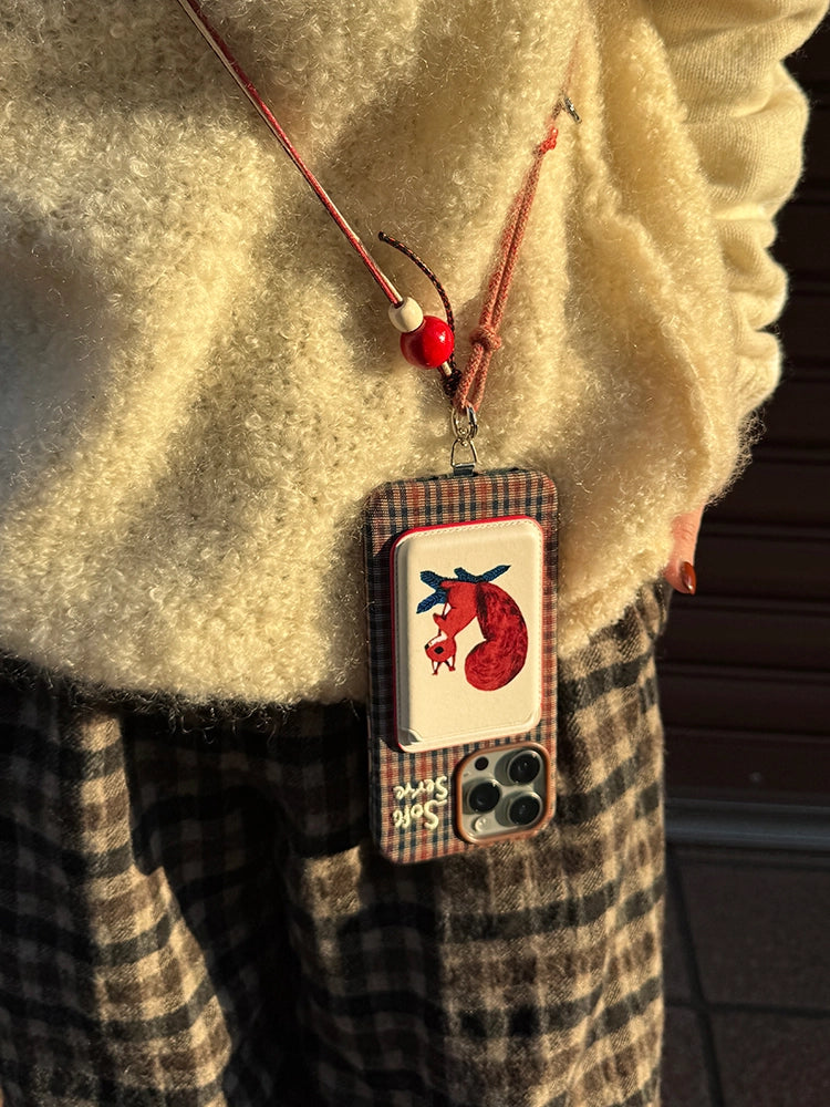 Forest Pocket Embroidery Phone Case + Card Holder