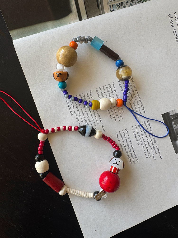 Happy Puppy Beaded Phone Charm