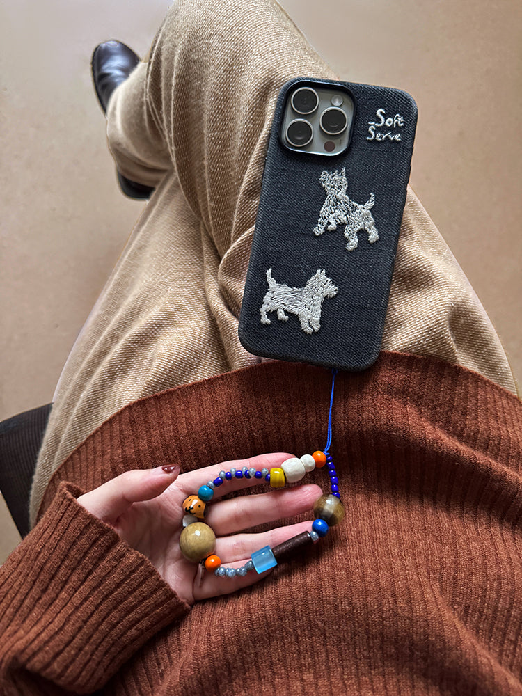 Happy Puppy Beaded Phone Charm