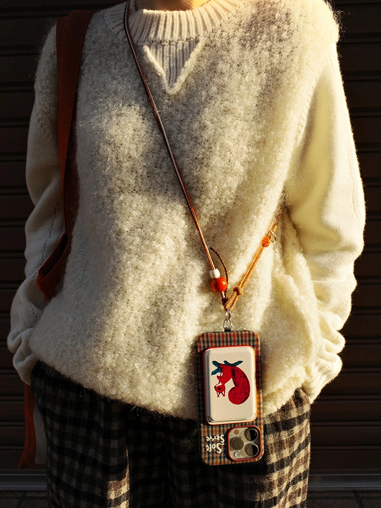 Forest Pocket Embroidery Phone Case + Card Holder