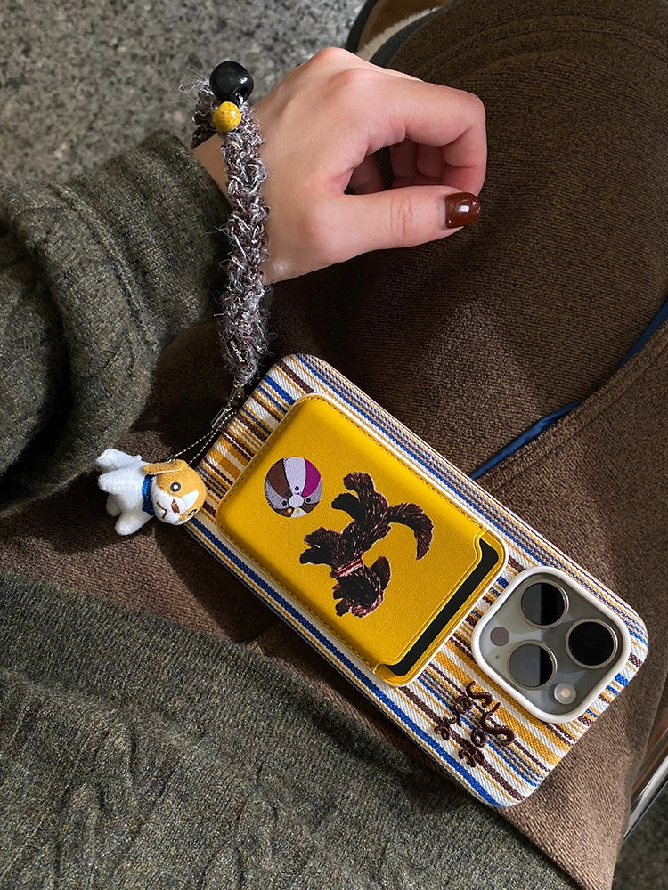 Forest Pocket Embroidery Phone Case + Card Holder