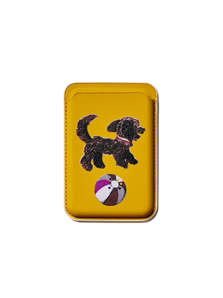 "Forest Pocket" Magnetic Leather Card Holder with Retro Illustration Print