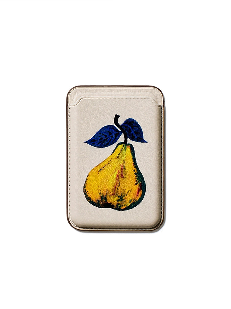 "Forest Pocket" Magnetic Leather Card Holder with Retro Illustration Print