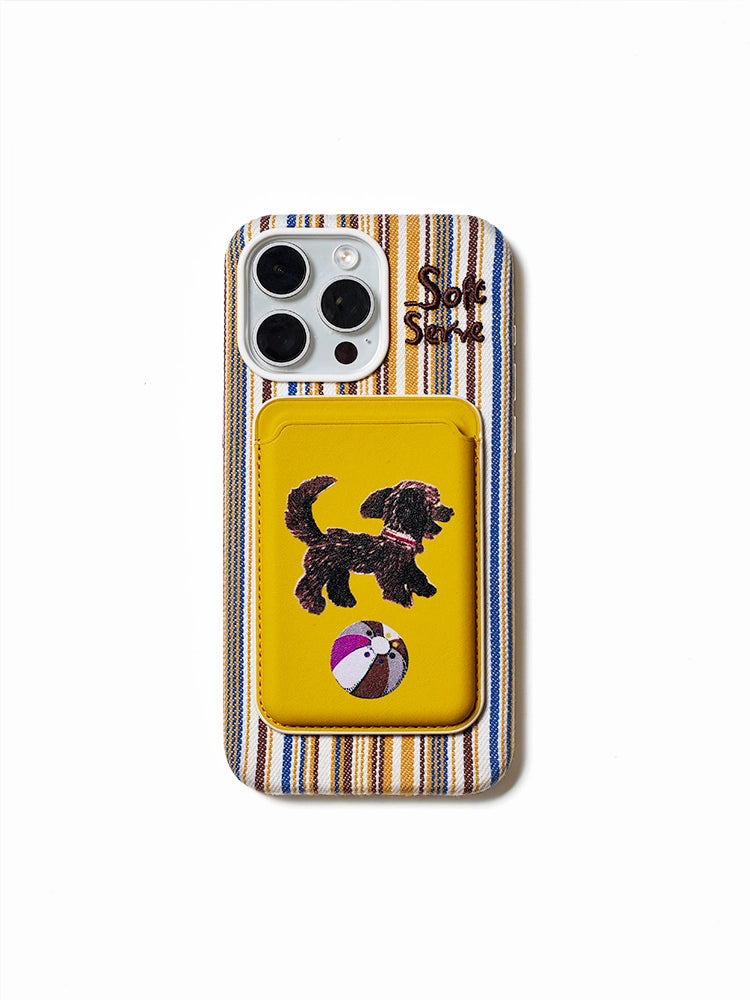 Forest Pocket Embroidery Phone Case + Card Holder