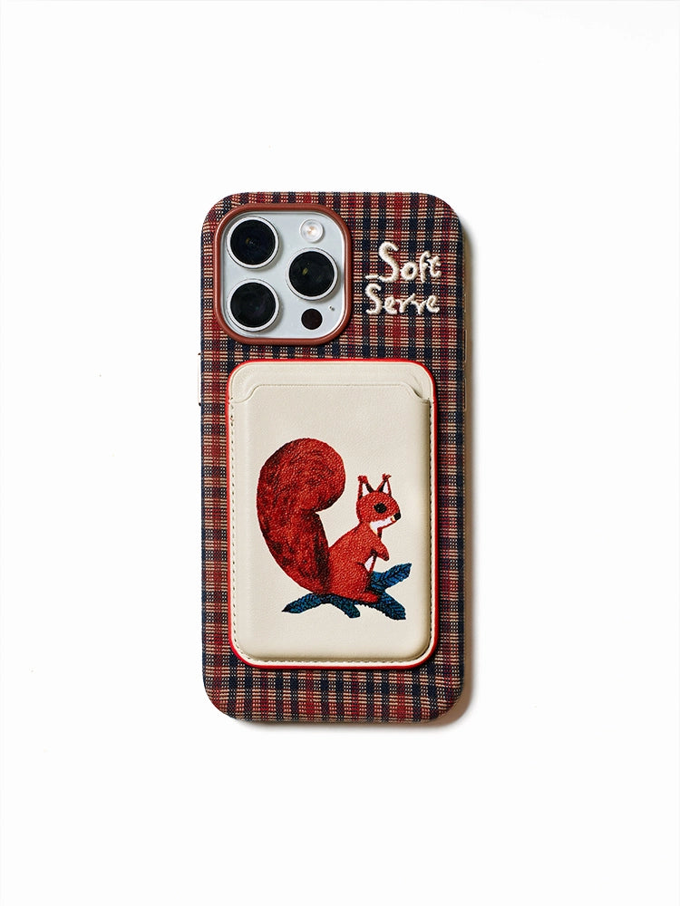 Forest Pocket Embroidery Phone Case + Card Holder