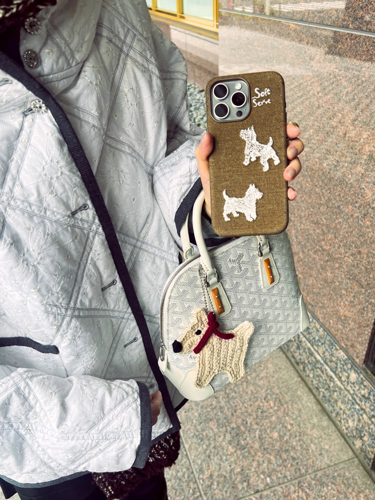 Embroidered Puppy Magnetic Phone Case