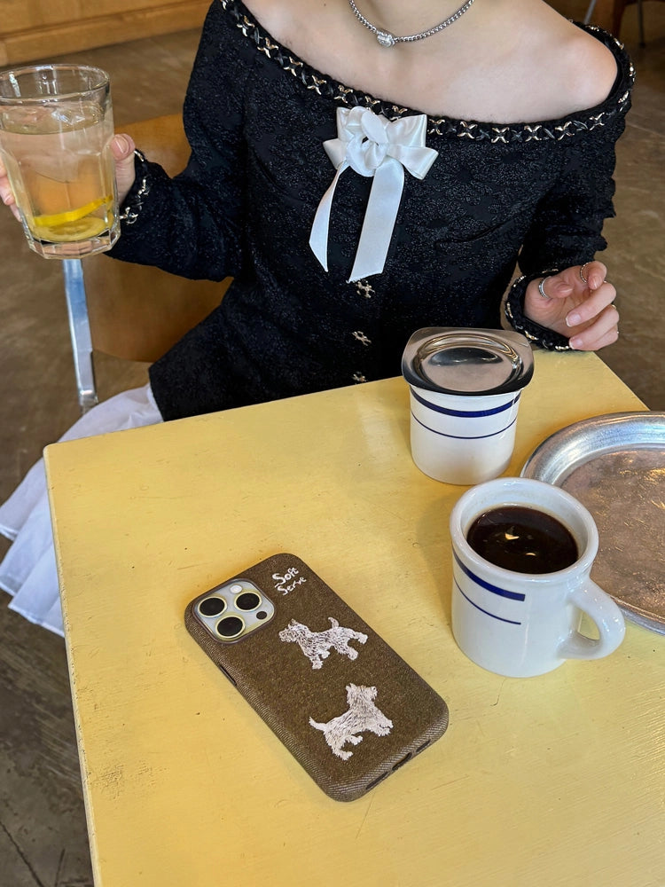Embroidered Puppy Magnetic Phone Case