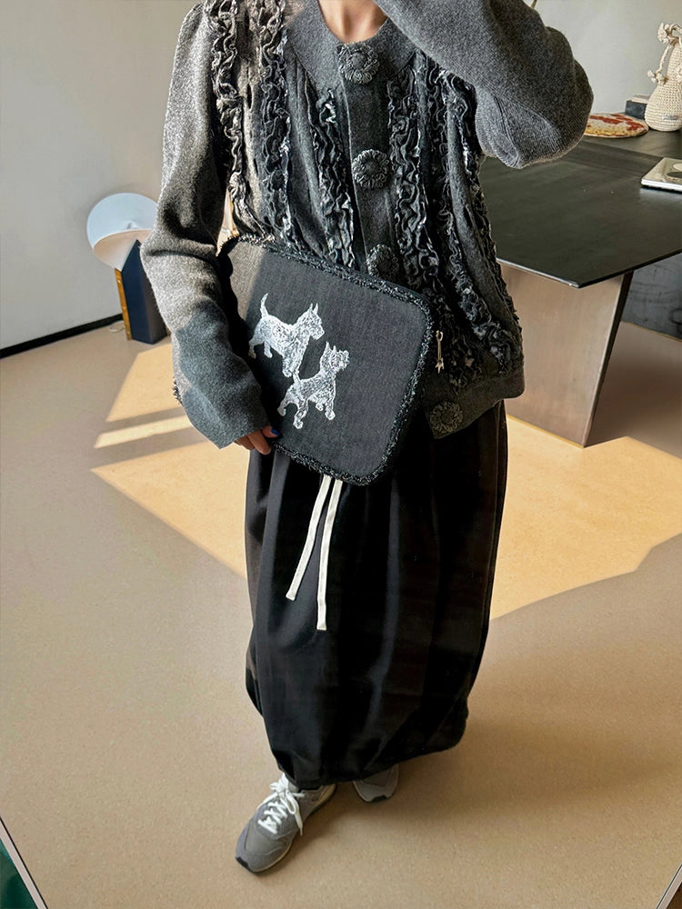 Embroidered Puppy Laptop Bag