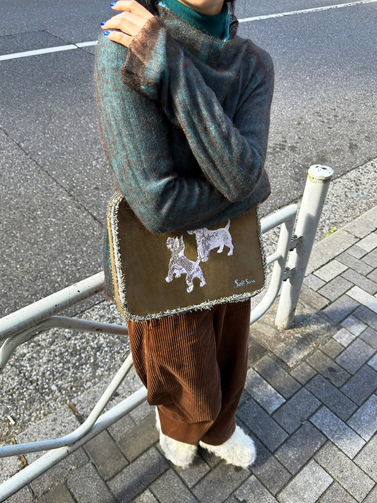 Embroidered Puppy Laptop Bag