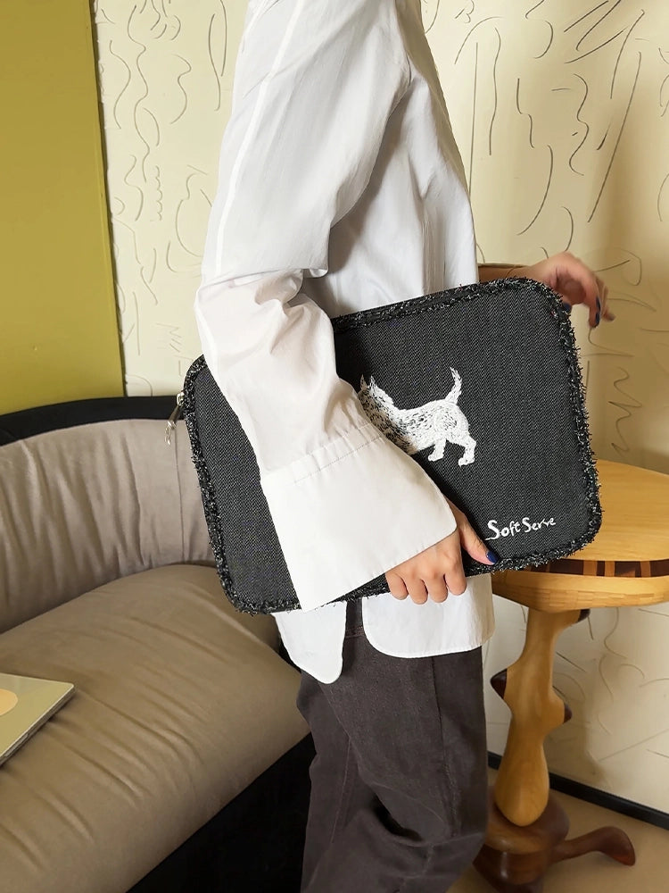 Embroidered Puppy Laptop Bag