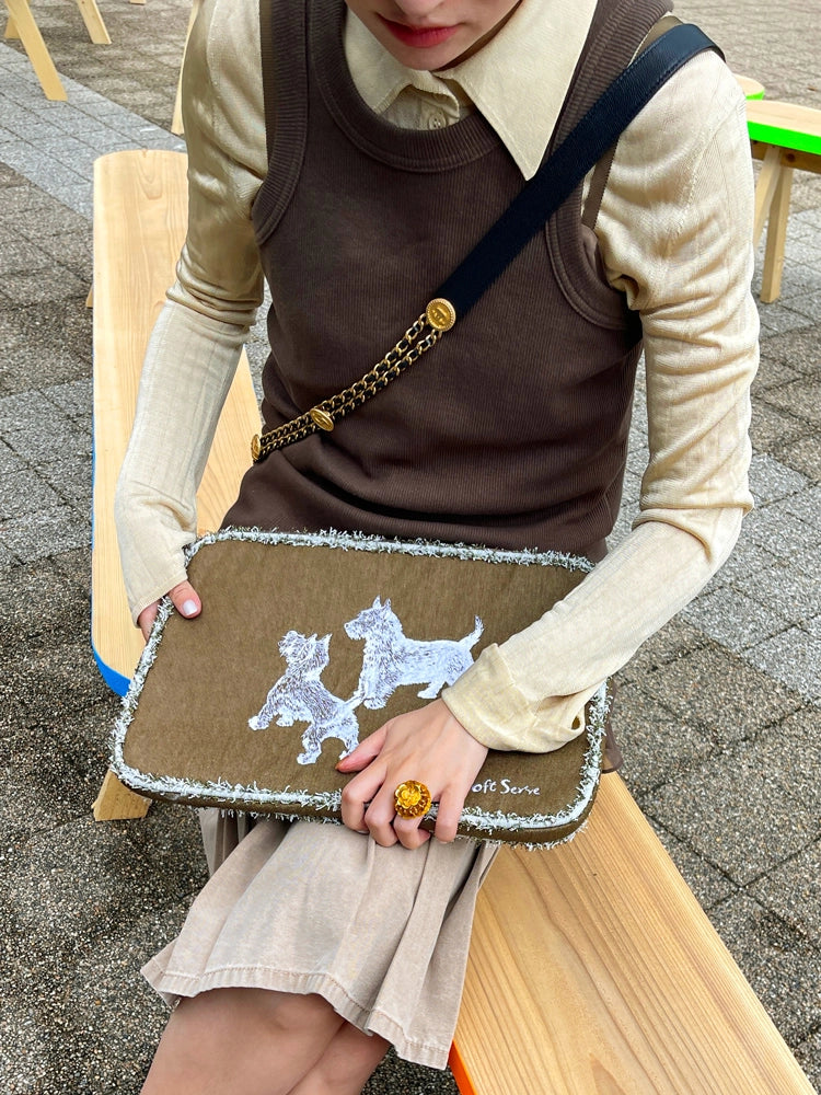 Embroidered Puppy Laptop Bag