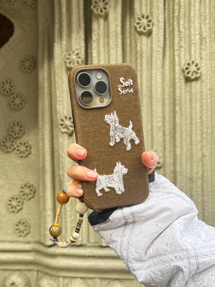 Embroidered Puppy Magnetic Phone Case