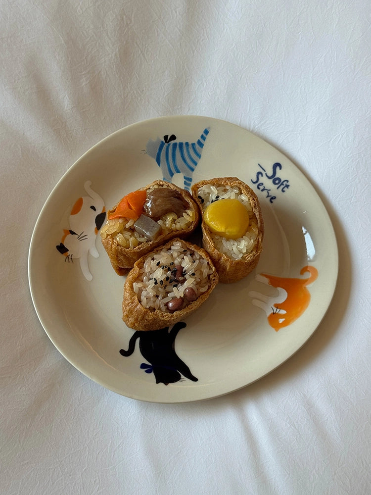 The “Cat Nap” Plate – Hand-Painted Ceramic Dish in a Whimsical Shape