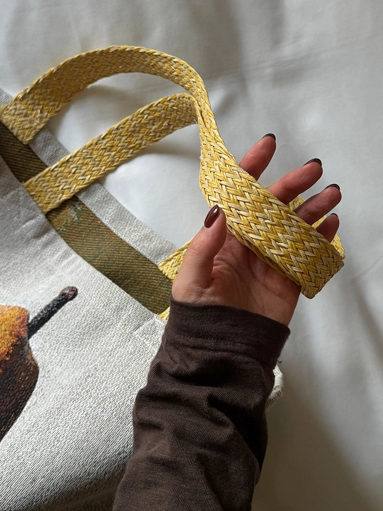 Pear and Grape Oil Painting Shoulder Bag