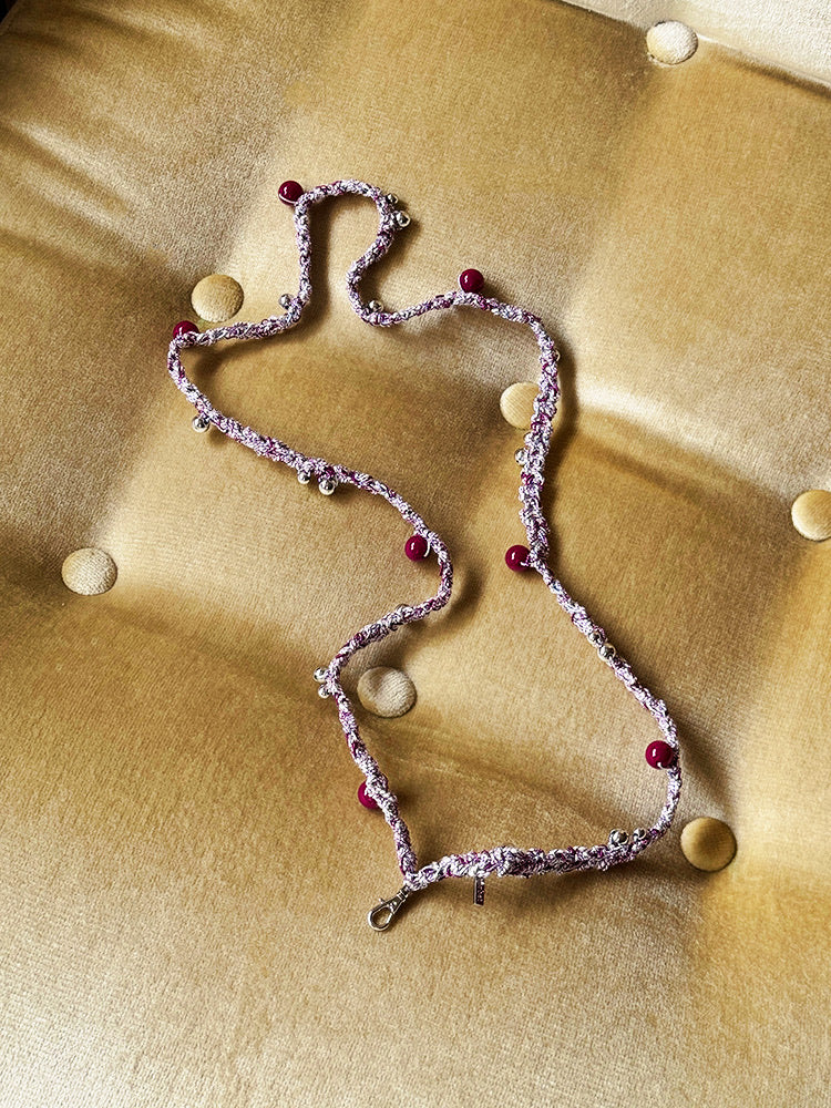 The Berry&Silver Color Dots Twists Phone Strap