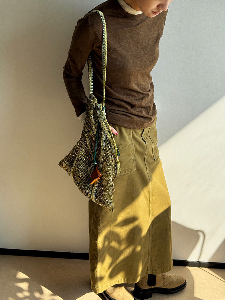 Sorbet Waffle Delicious Waffle Drawstring Mesh Tote Bag