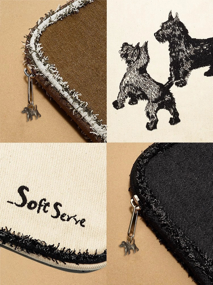 Embroidered Puppy Laptop Bag