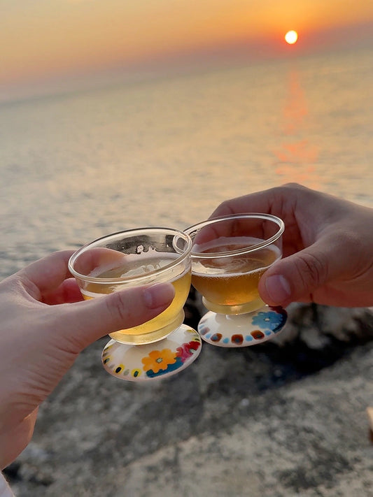 Hand-Painted Ceramic Sake Cup – Charming Floral Design for Your Drink Ritual