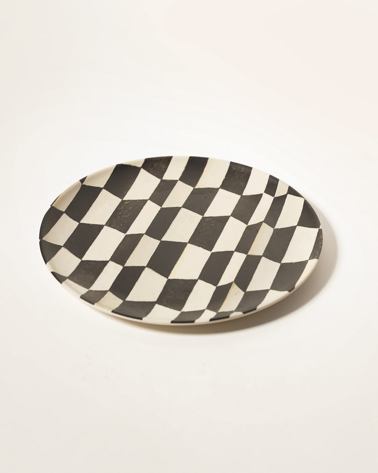 Face & Checkered Bamboo Fiber Plates