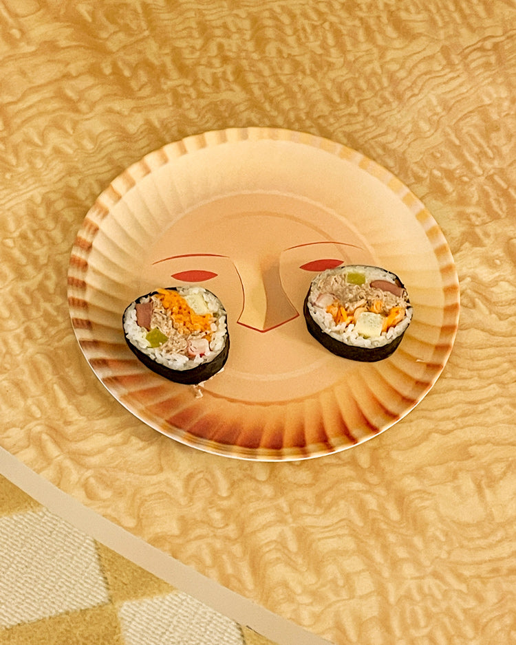 Face & Checkered Bamboo Fiber Plates