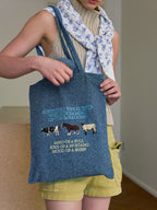 Lightweight Embroidered Tote Bag - Featuring an Ox, Horse & Sheep