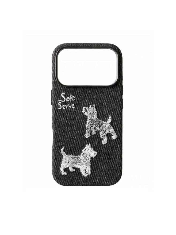 Embroidered Puppy Magnetic Phone Case