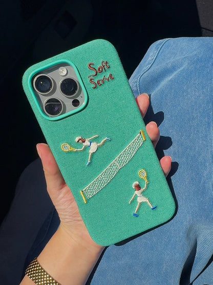 Surf & Tennis Theme Design Embroidered Fabric MagSafe Phone Case