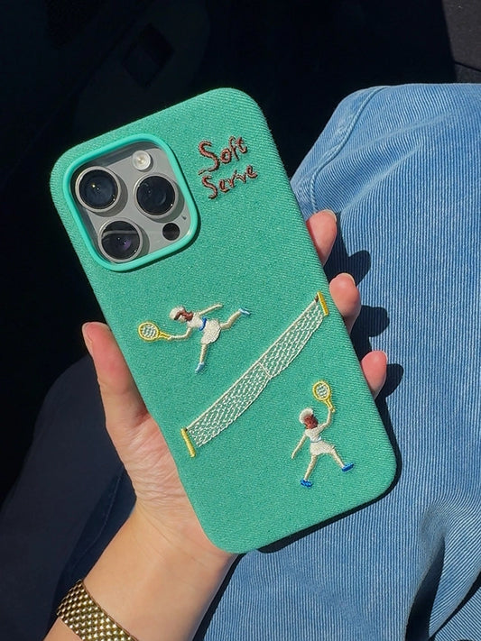 Surf & Tennis Theme Design Embroidered Fabric MagSafe Phone Case