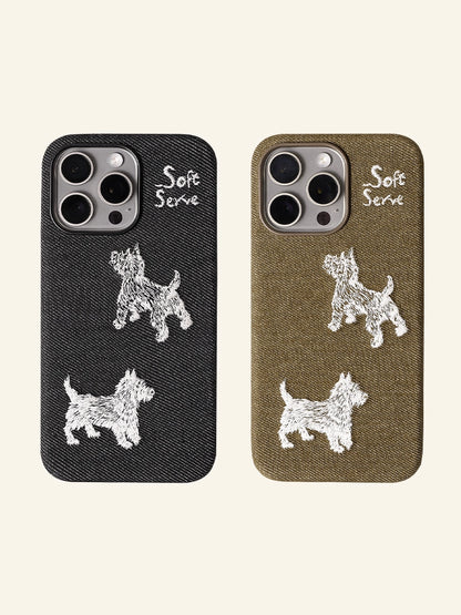 Embroidered Puppy Magnetic Phone Case