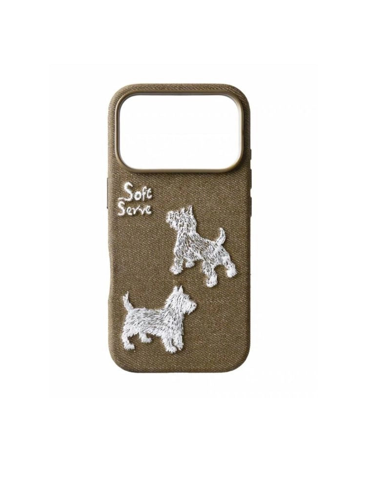 Embroidered Puppy Magnetic Phone Case
