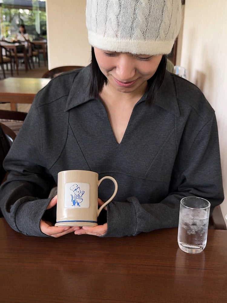 A Cupful of Joy - Hand-Painted Kitty Chef Ceramic Mug by SoftServe
