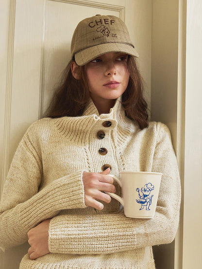 A Cupful of Joy - Hand-Painted Kitty Chef Ceramic Mug by SoftServe