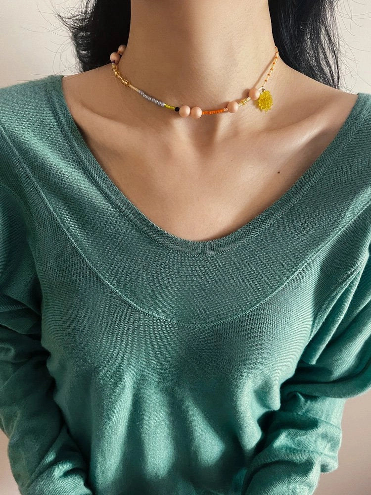 Sorbet Grapes Beaded Necklace