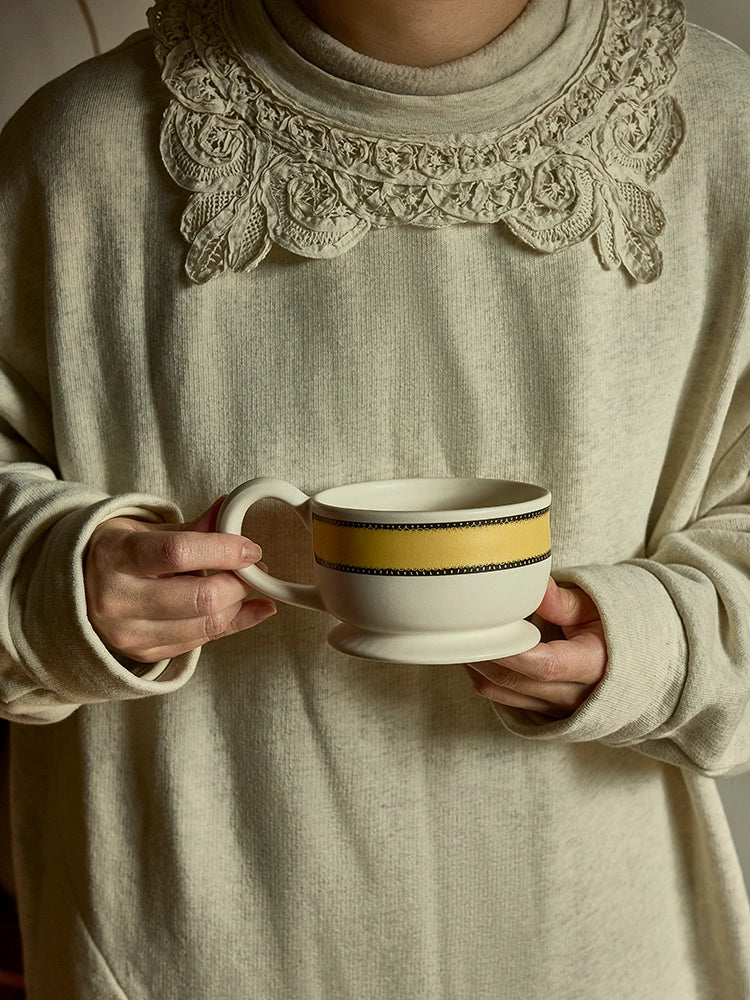 The “Buttercream Ribbon” Mug – A Cozy, All-Day Ceramic Cup