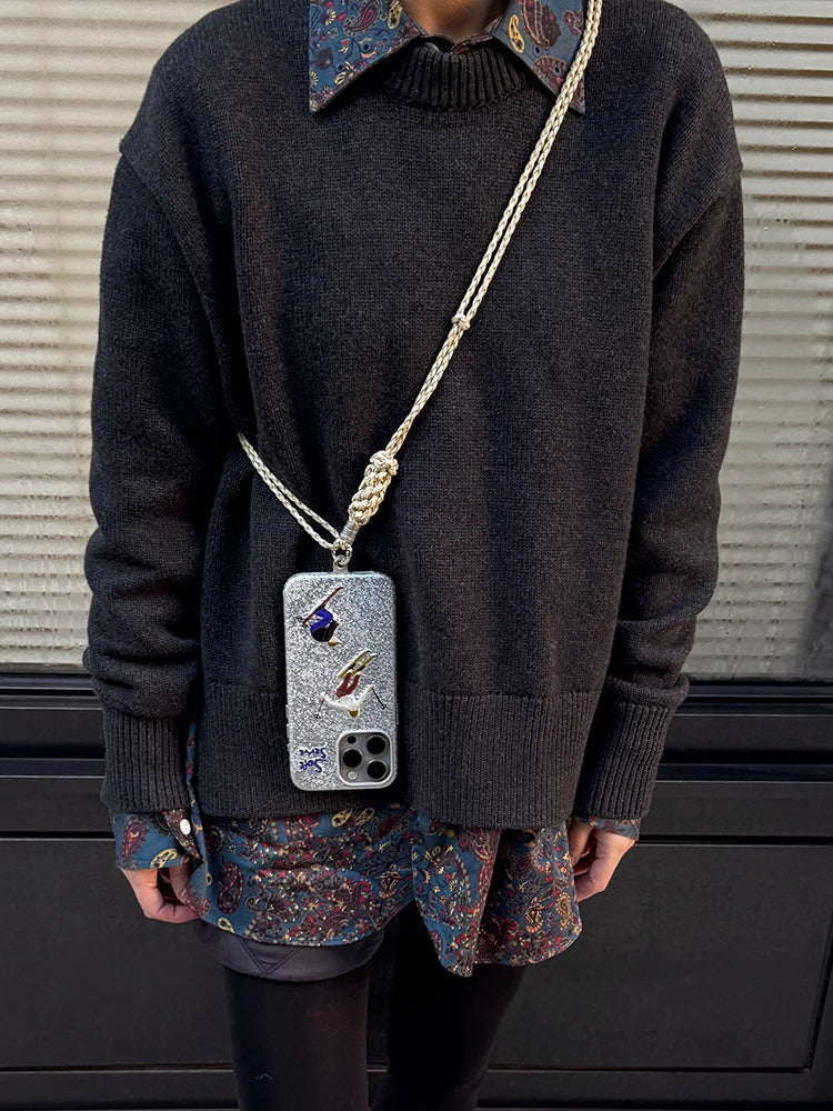 Skiing, Dog-Walking & Riding Theme Design Embroidered Fabric MagSafe Phone Case