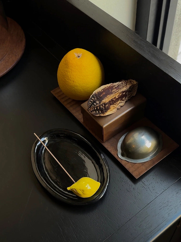 A Citrus Still Life – Hand-Lemon Ceramic Incense Holder