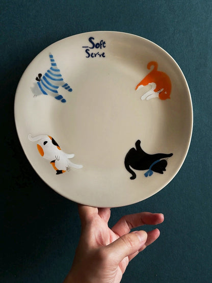 The “Cat Nap” Plate – Hand-Painted Ceramic Dish in a Whimsical Shape