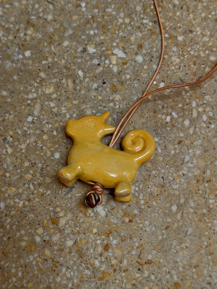Adjustable Ceramic Necklace with Sweet Hand-Painted Animals – by x chunmei