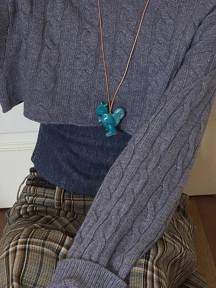 Adjustable Ceramic Necklace with Sweet Hand-Painted Animals – by x chunmei