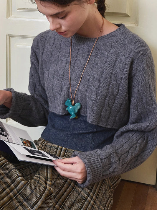 Adjustable Ceramic Necklace with Sweet Hand-Painted Animals – by x chunmei