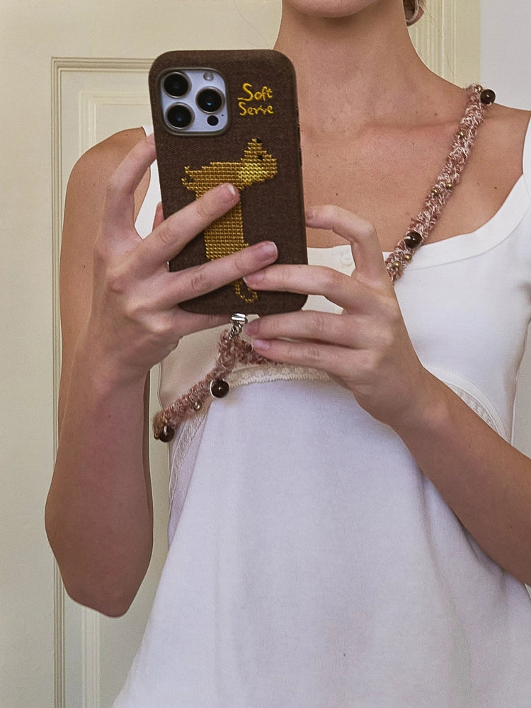 Your Everyday Sweetheart - Chocolate Puppy Cross-Stitch Fabric Phone Case