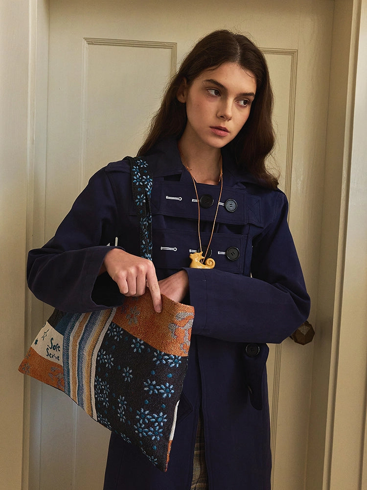 Luxe Jacquard & Floral Patchwork Tote  Artisan Canvas Bag