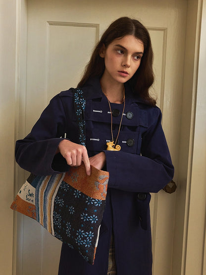 Luxe Jacquard & Floral Patchwork Tote  Artisan Canvas Bag