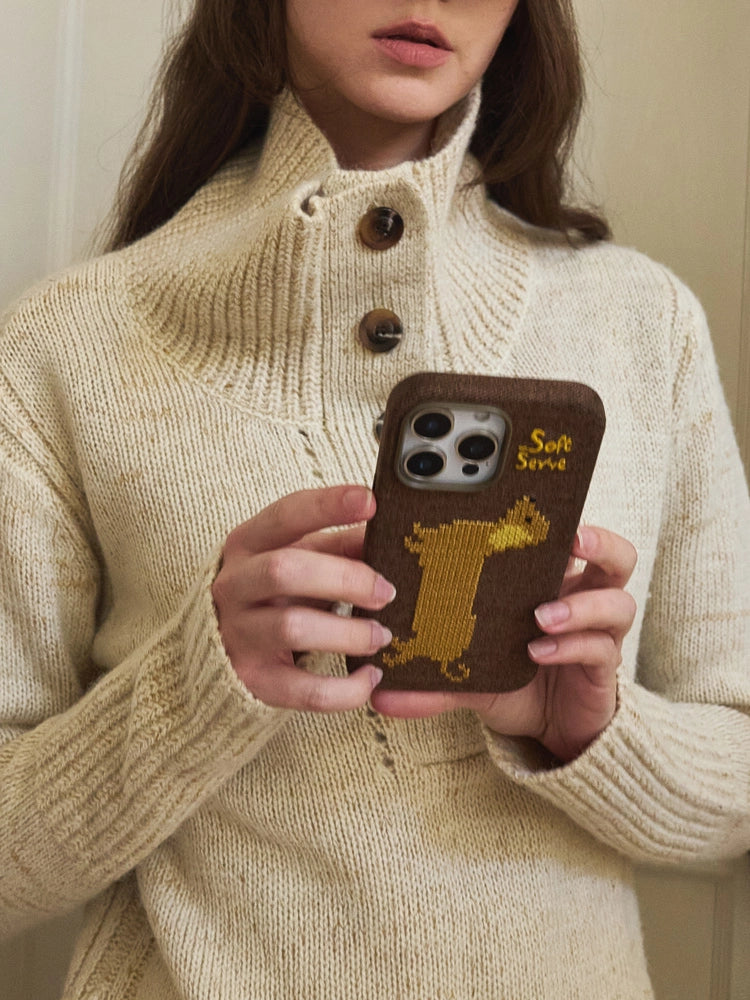 Your Everyday Sweetheart - Chocolate Puppy Cross-Stitch Fabric Phone Case