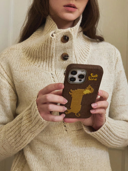 Your Everyday Sweetheart - Chocolate Puppy Cross-Stitch Fabric Phone Case
