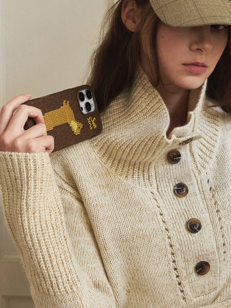 Your Everyday Sweetheart - Chocolate Puppy Cross-Stitch Fabric Phone Case